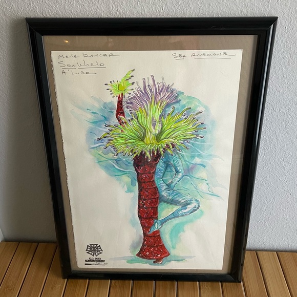 ☀️RARE Sea-world Male Dancer Costume Rendering: Collectable Art Piece Framed